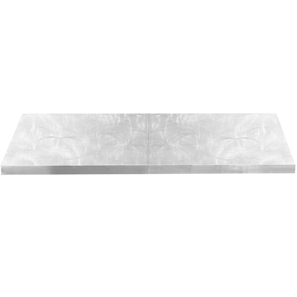 A translucent clear rectangular aluminum table cover.