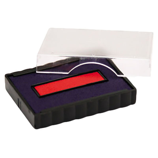 A blue rectangular box with a red rectangular U. S. Stamp & Sign self-inking stamp refill inside.
