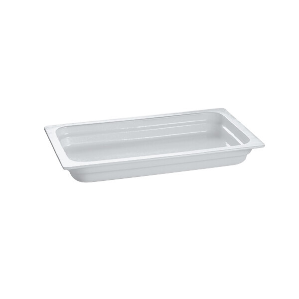 A gray rectangular Tablecraft food pan.