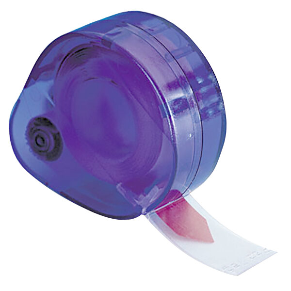 A clear tape dispenser with a red strip of Redi-Tag Spanish page flags.