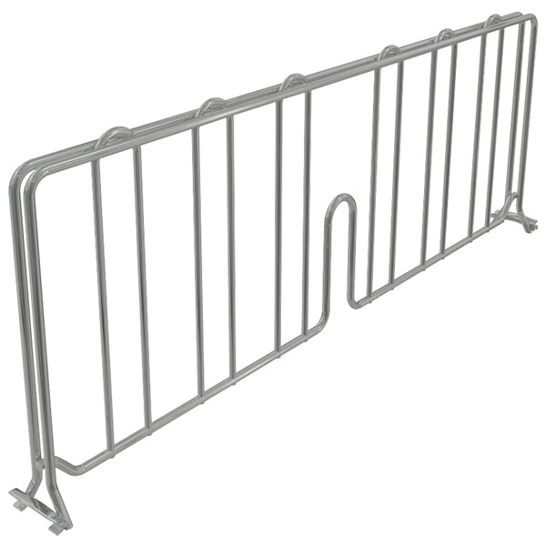 A stainless steel wire shelf divider with two bars.