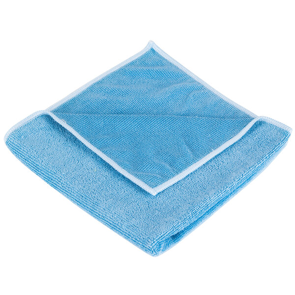 A blue Unger SmartColor microfiber towel with white trim.