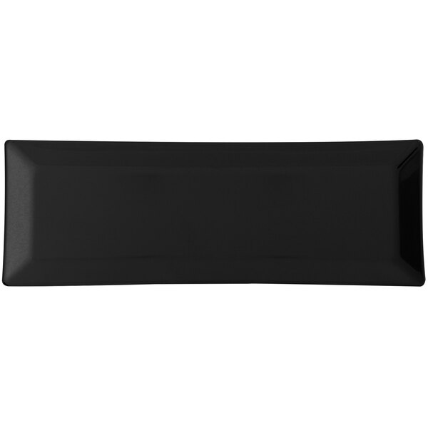 A black rectangular plate.