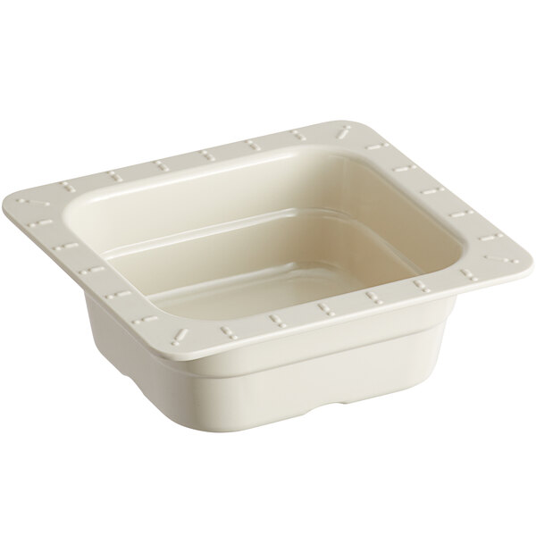 A white square GET melamine food pan.