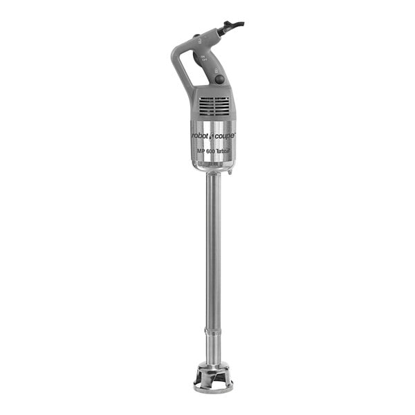 A silver and black Robot Coupe immersion blender.