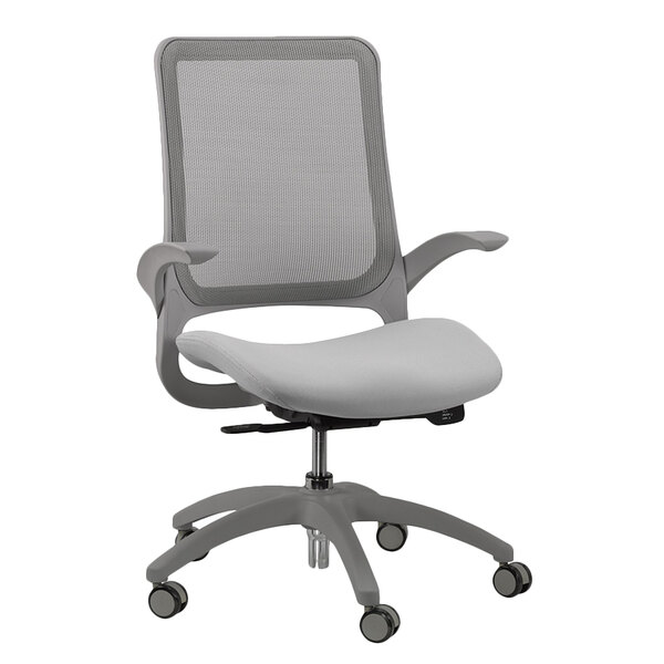 A Eurotech grey mesh office chair with wheels.