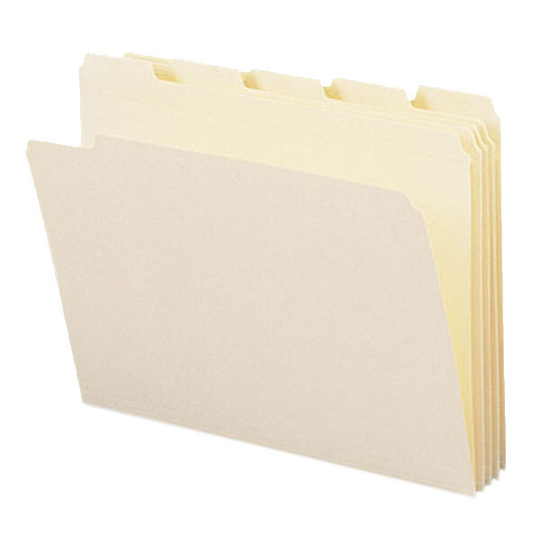 A stack of Smead file folders with 1/5 cut tabs on a white background.