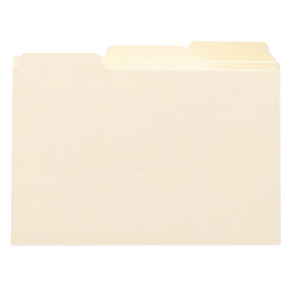 A white file folder with yellow tabs.
