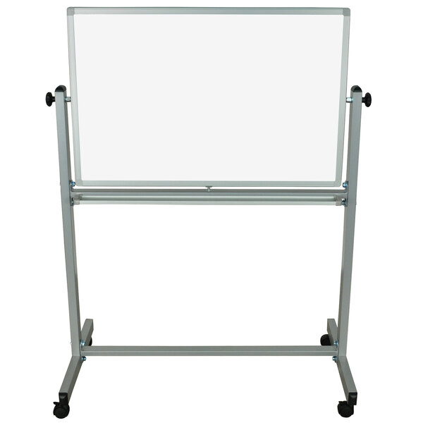 A Luxor whiteboard with a silver frame and stand.