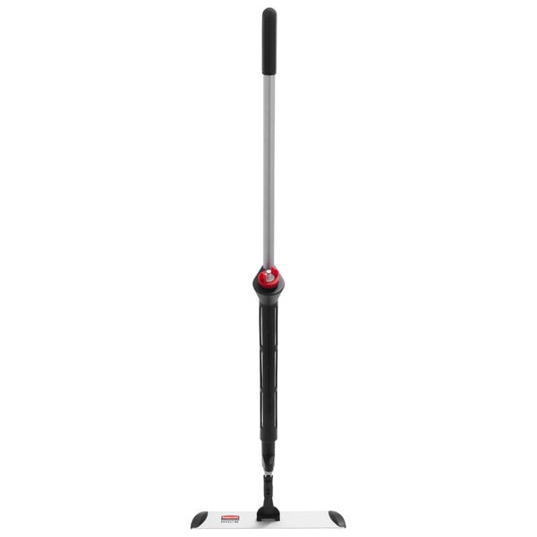A Rubbermaid Pulse Executive Series Spray Mop with a red handle.
