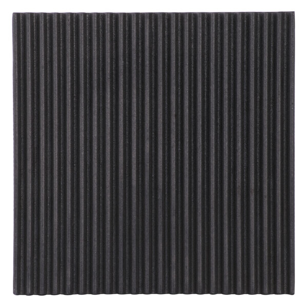 A black square Avantco grooved grill plate with vertical lines.