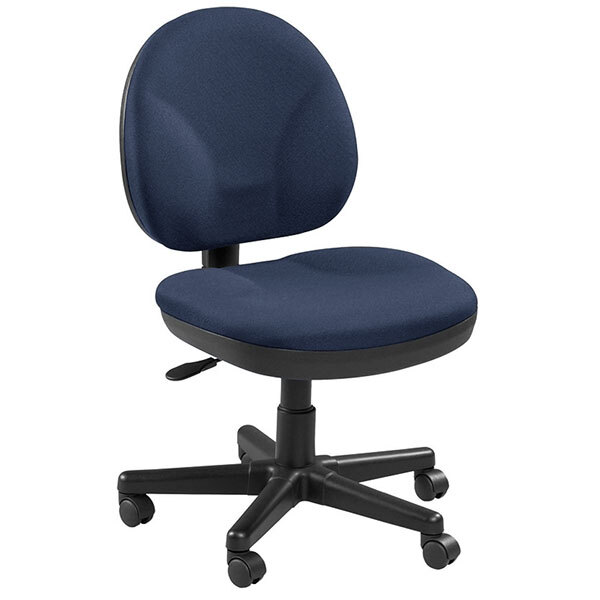 A blue Eurotech office chair with wheels.