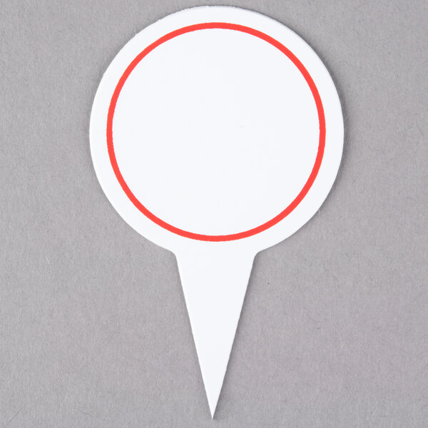 A white sign spear with a red circle on it.