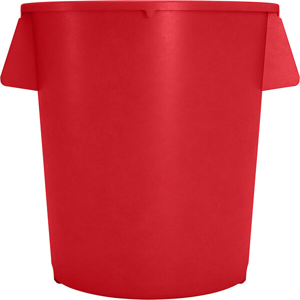 A red plastic bucket with a lid and two handles.