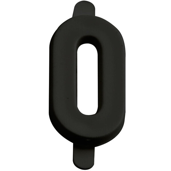 A black molded plastic number 0 with a white background.
