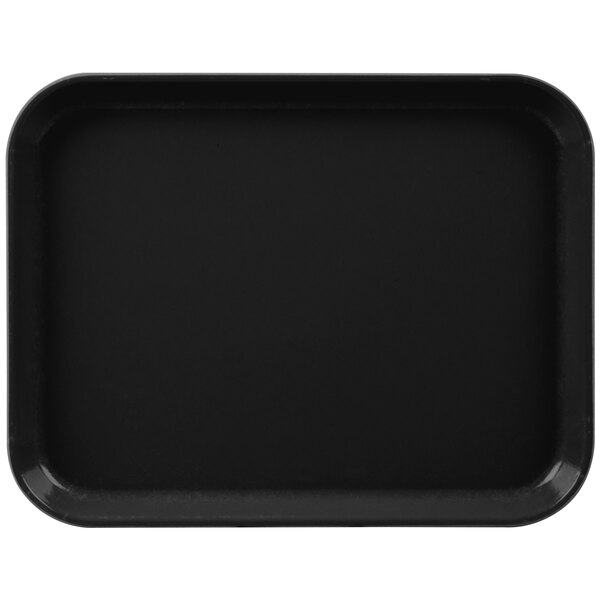 A black rectangular Cambro tray with a white border.