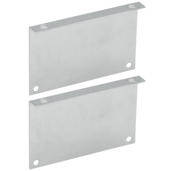 A pair of Vollrath infrared food warmer surface mount brackets.