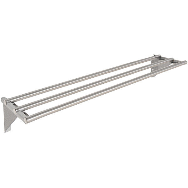 A stainless steel tubular tray slide with stationary brackets.