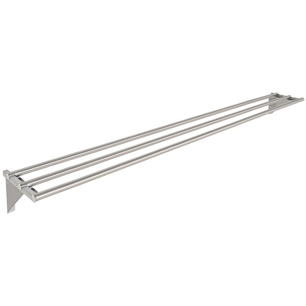 A stainless steel tubular tray slide with stationary brackets featuring multiple parallel bars.