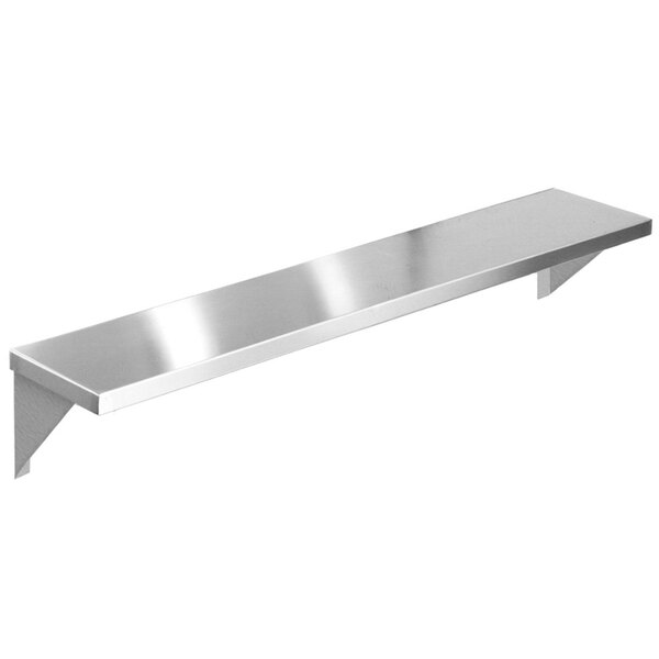 A long rectangular stainless steel tray slide with stationary brackets.