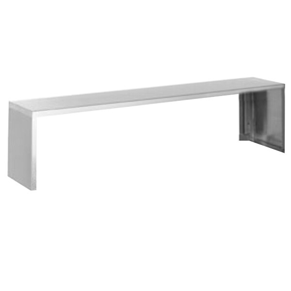 A long stainless steel serving shelf.