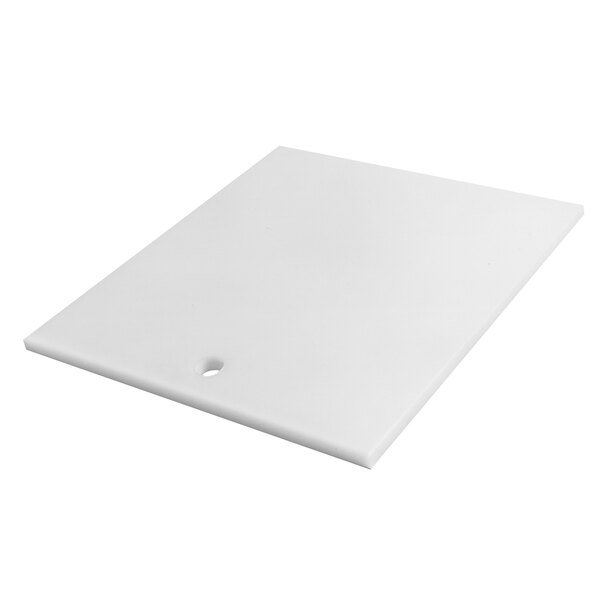 A white rectangular Eagle Group Polyboard sink cover with a hole.