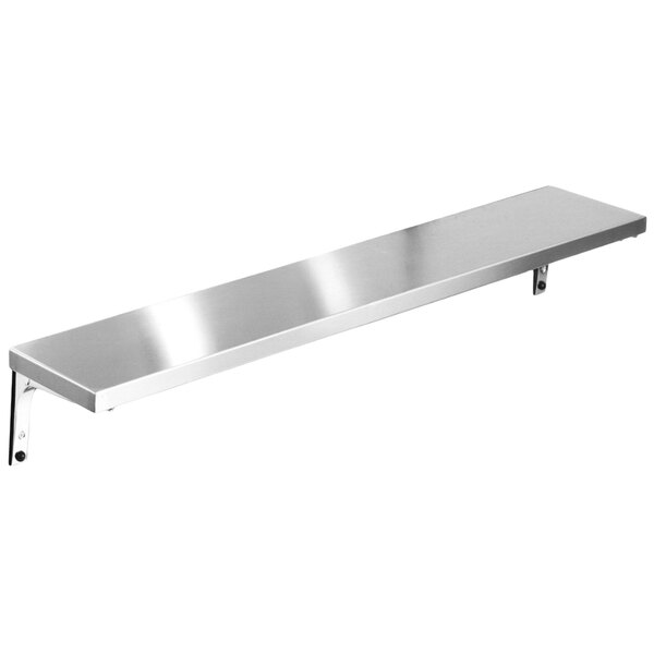 A stainless steel Eagle Group solid tray slide with drop brackets.