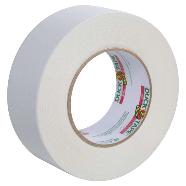 A white roll of Duck Tape on a white background.