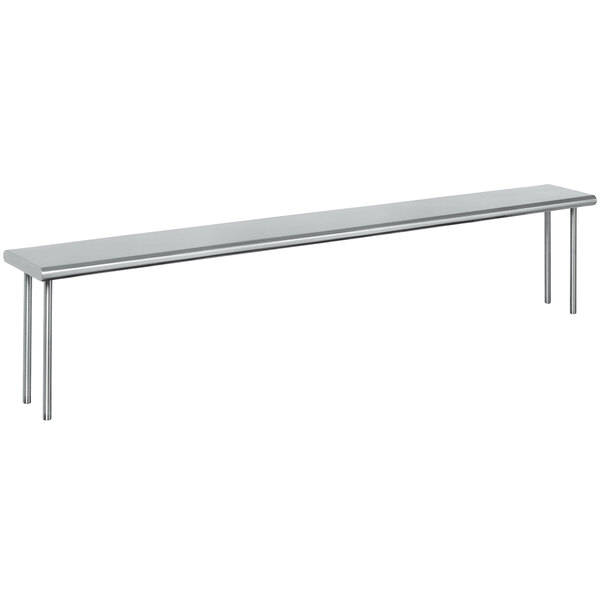 A long rectangular stainless steel overshelf.