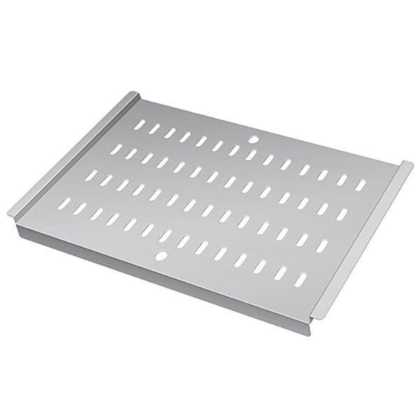 A stainless steel Hatco perforated false bottom tray.
