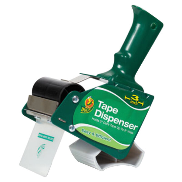 A green and white Duck Tape dispenser.