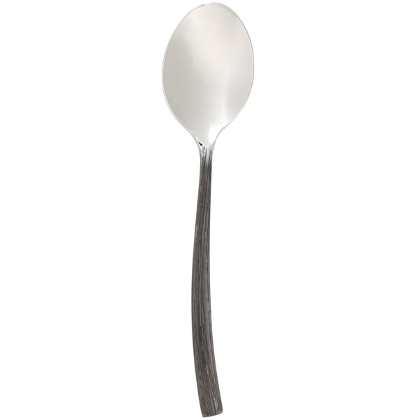 A Chef & Sommelier stainless steel teaspoon with a black wooden handle.