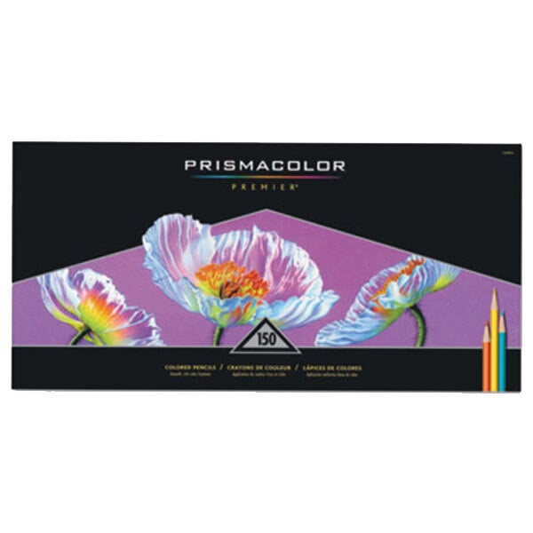 A box of Prismacolor Premier colored pencils with wood barrels.