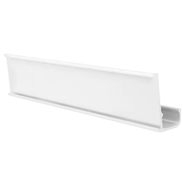 A white rectangular MetroMax i shelf marker with a white background.
