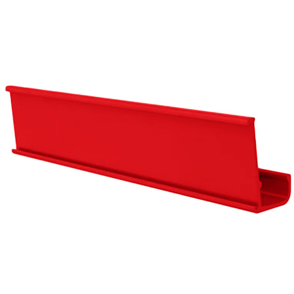 A red rectangular MetroMax i shelf marker.