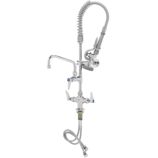 A stainless steel T&S mini pre-rinse faucet with a hose.