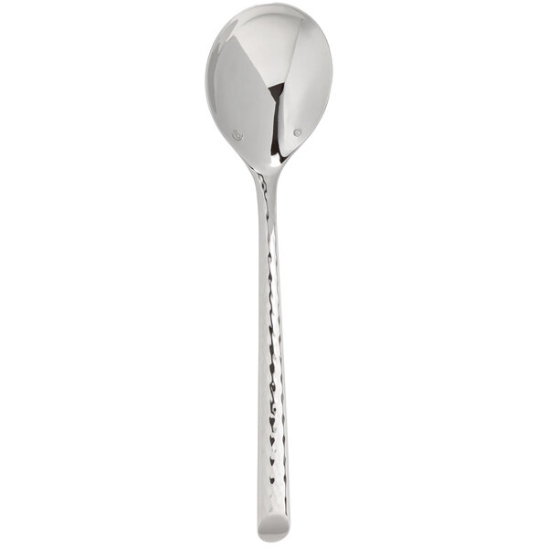 A silver Chef & Sommelier soup spoon with a handle.