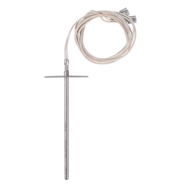 A metal rod with a white cord.