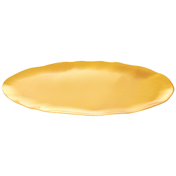 A gold rectangular Thunder Group platter.