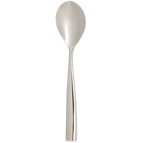 An Arcoroc stainless steel teaspoon with a long handle.