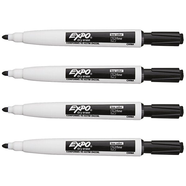 A group of black and white Expo fine point markers.