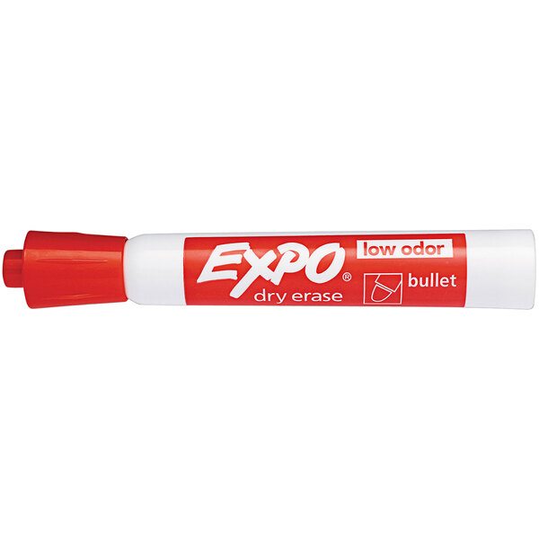 An Expo dry erase marker with a red bullet tip.
