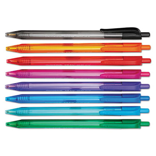 A group of Paper Mate InkJoy 100 RT pens with assorted barrel colors.
