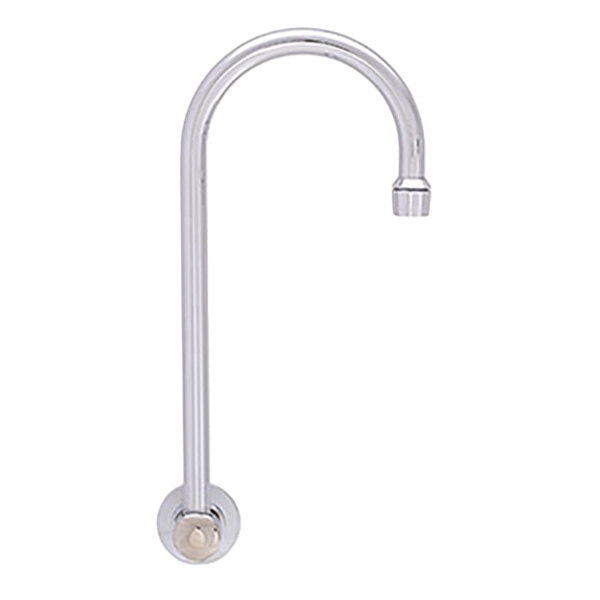 A silver Fisher backsplash mounted faucet with a swivel gooseneck nozzle.