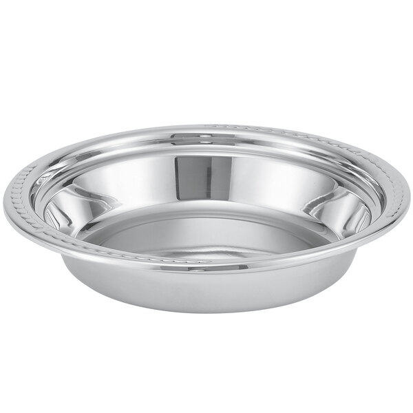 A silver bowl with a rim.