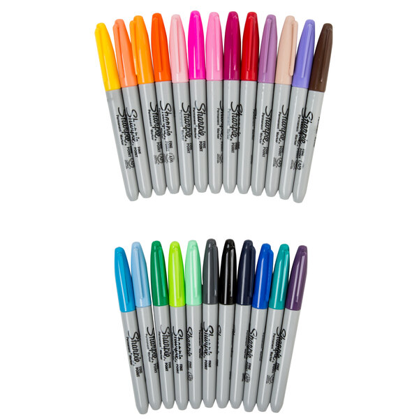 A group of Sharpie fine point markers in assorted colors.