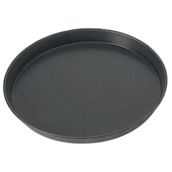 A black Matfer Bourgeat tart/quiche pan with a white background.