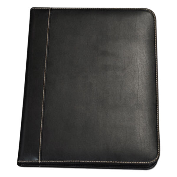 A black leather Samsill padfolio with stitching.
