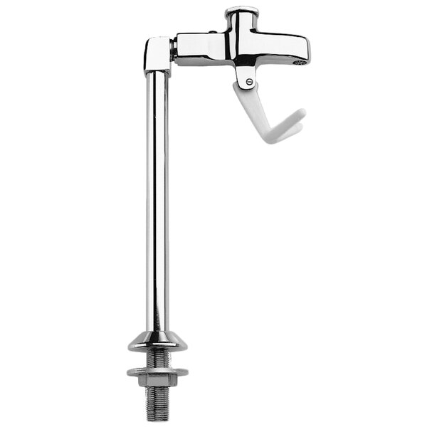 A Fisher 10" Pedestal Glass Filler with a chrome finish.