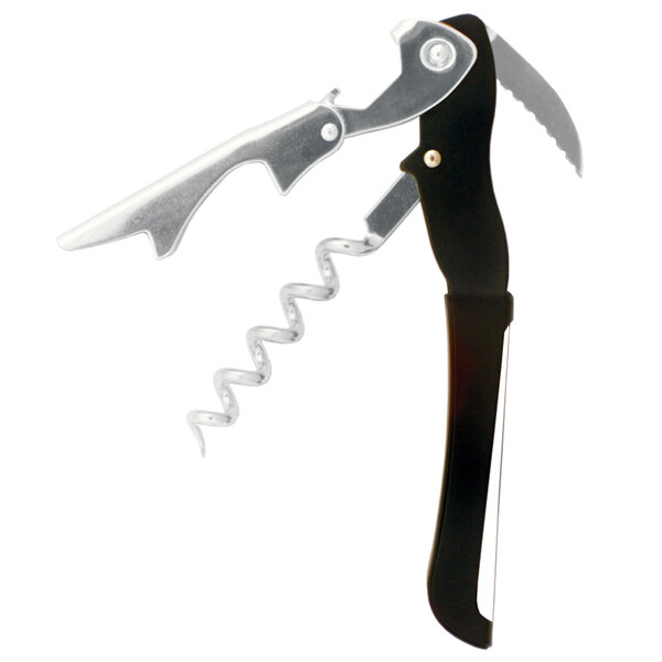 A Farfalli Gulliver double-step waiter's corkscrew with a black and silver metal tool and white inset handle.